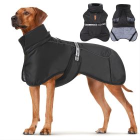 Large Dog Winter Coat Wind-proof Reflective Anxiety Relief Soft Wrap Calming Vest For Travel (Color: BLACK)